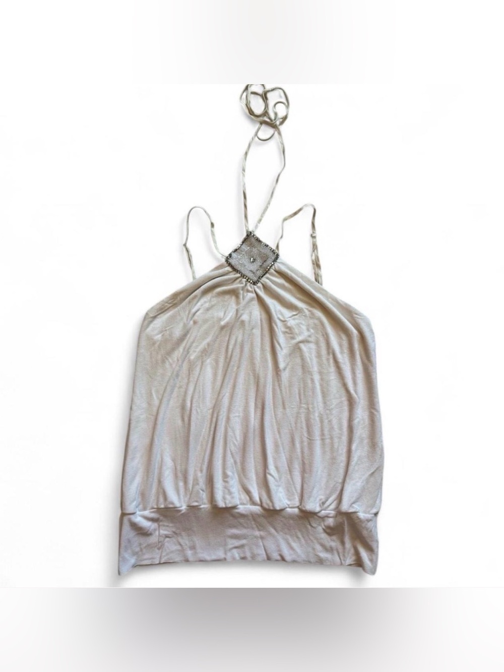 Y2K silk beaded halter top Arden B